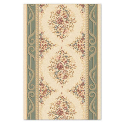 Traversa lana Premium 2518-4-51083, Bej/Verde, Floral