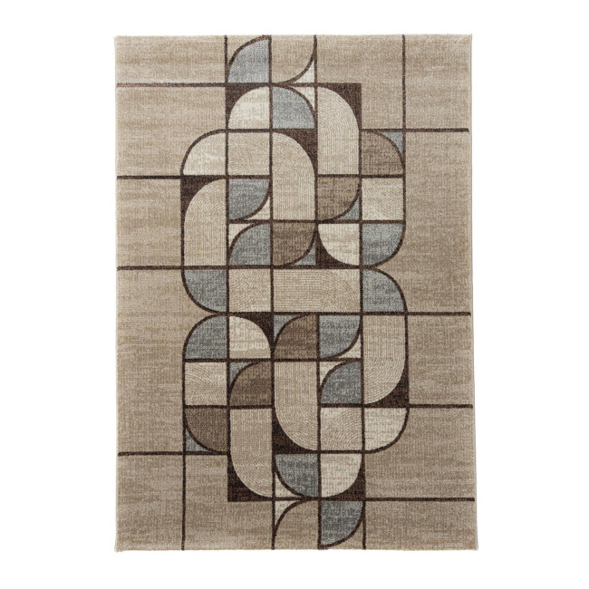 Covor sintetic colectia Matrix, 7907-1-18455, Bej/Maro, design modern,