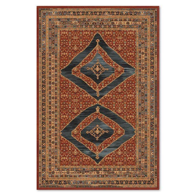 Covor din lana Bella 1400-1-53578, Rosu/Albastru inchis/Maro, design Oriental