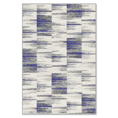 Covor sintetic colectia Matrix, 5810-1-17211, Gri/Albastru, design geometric