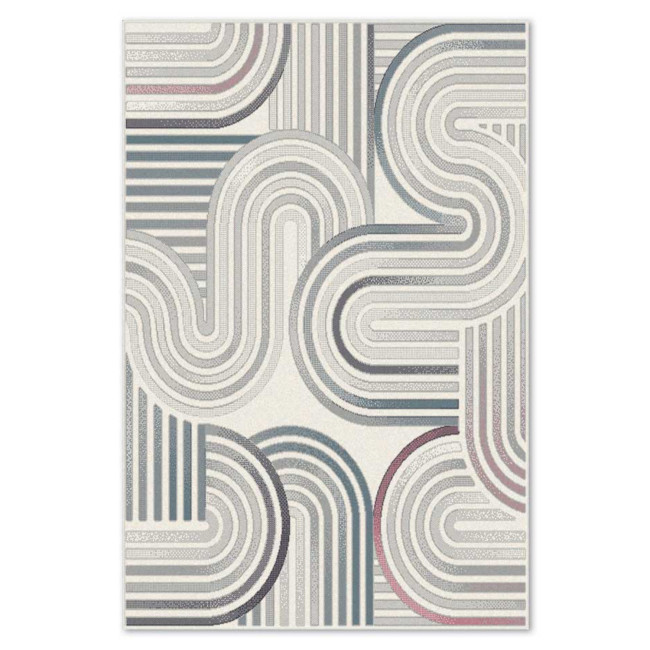 Covor sintetic Matrix 5695-1-16833, Gri/Roz, design Geometric