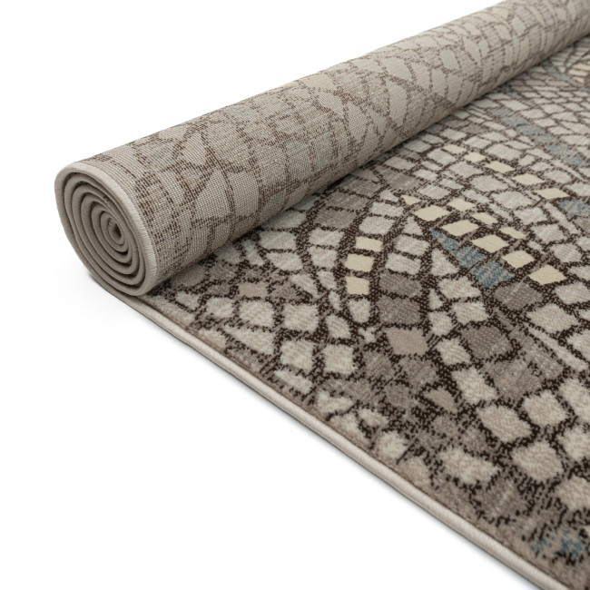 Covor sintetic colectia Geo 7885-1-43255,  Bej/Gri, design  Abstract