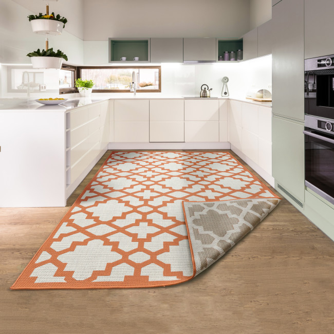 Covor sintetic Flat 4899-1-24024, Portocaliu, design Geometric