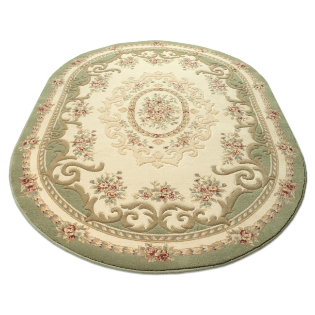 Covor lana Premium, 6504-2-51038, verde/bej/rosu, model clasic,